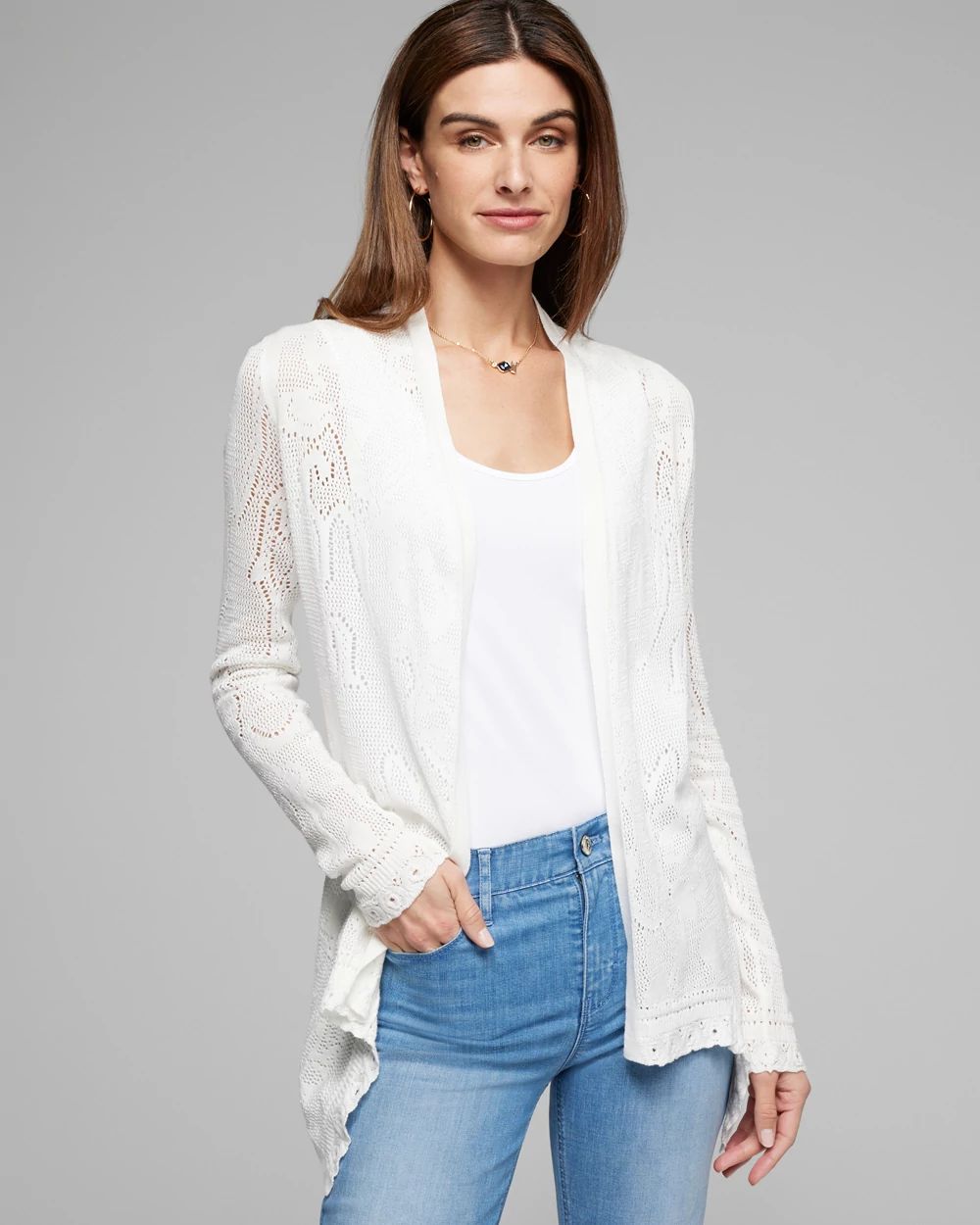 Outlet WHBM Pointelle Fly Away Cardigan White House Black Market
